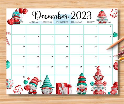 December Calendar Editable