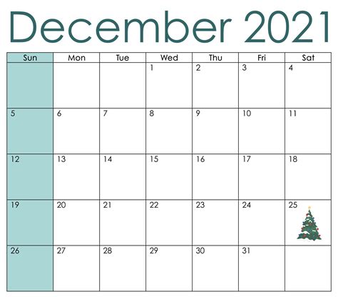 December Calendar Free Print