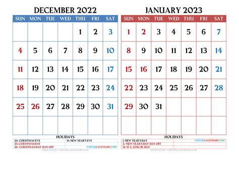 December Jan Calendar
