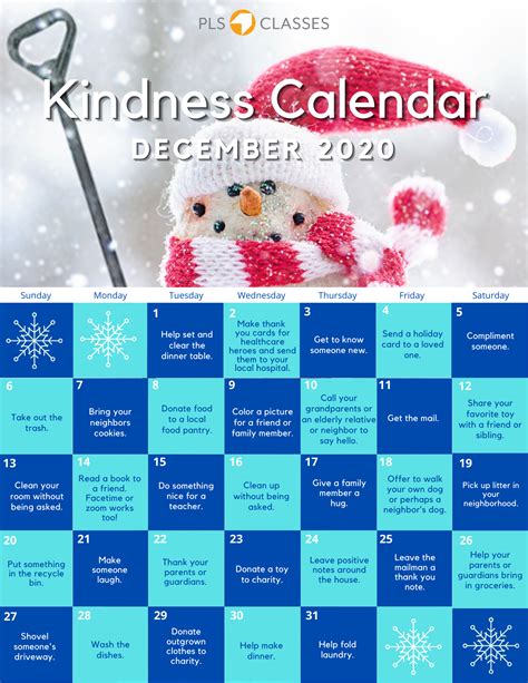 December Kindness Calendar