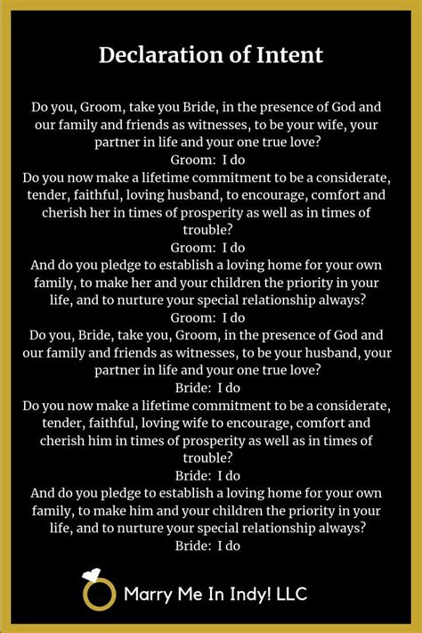 Sacred Promises of Forever Love: Embracing Our Faith in The Declaration of Intent Wedding