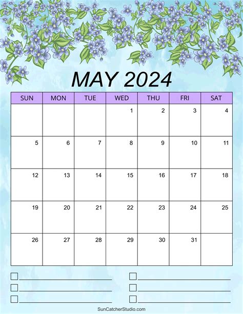 Decorative Printable Calendar For May 2024