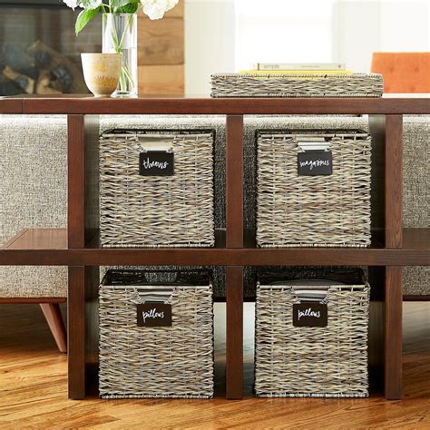 Whitewashed Rattan Storage Bins with Handles Storage bins, Wicker baskets storage, Baskets for