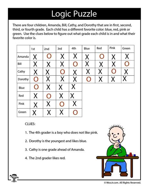 Deductive Reasoning Printable Logic Puzzles For Kids