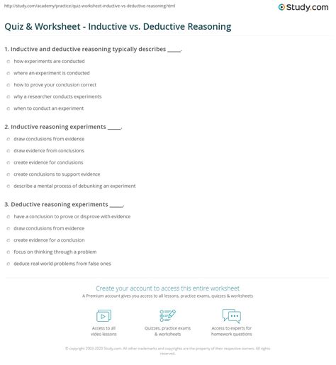 Deductive Vs Inductive Reasoning Worksheet