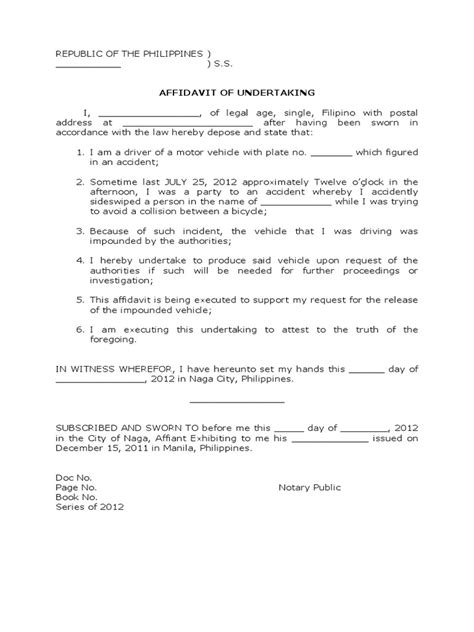 Deed of Undertaking Form - Fill and Sign Printable Template Online | US