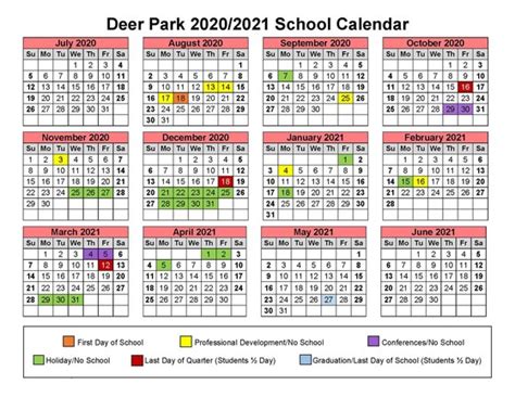 Deer Park Calendar