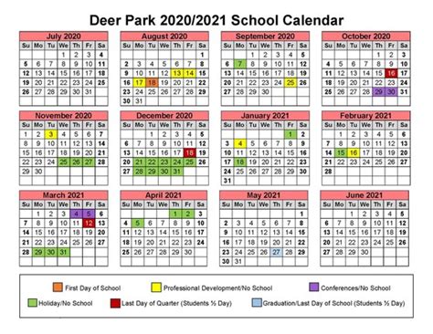 Deer Park Elementary Calendar