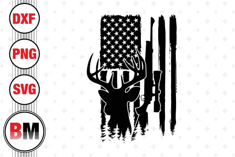Download Deer Hunting American Flag DXF Files