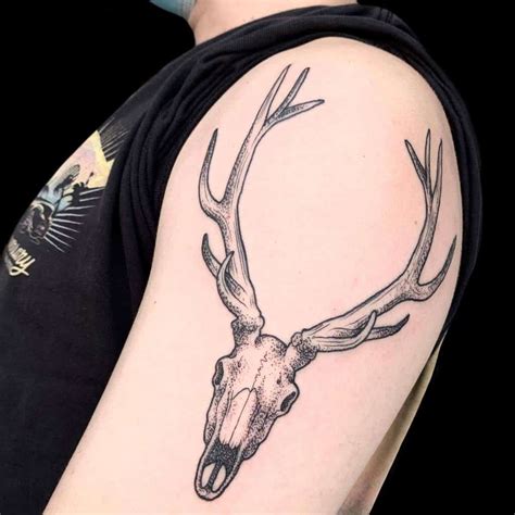 Deer skull tattooed by Julia at wicked Good Ink tattoo