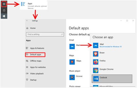 Default email and browser selection