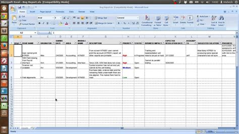 Defect Report Template Xls