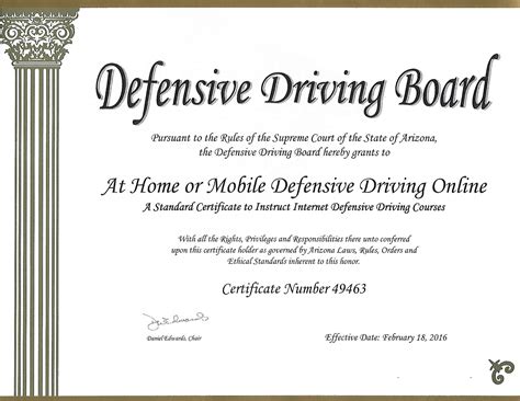 Defensive Driving Course Online Texas Printable Certificate