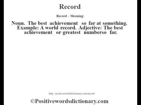 Understanding the Meaning of a Record: Definition and Explanation.