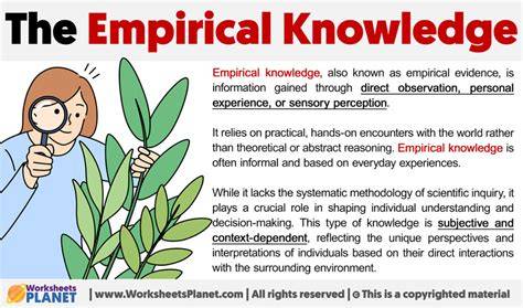 Understanding Empirical Knowledge: Defining the Basics