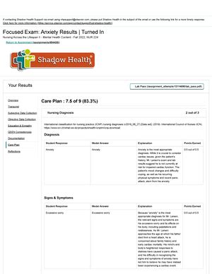 Definition of Shadow Health Depression 