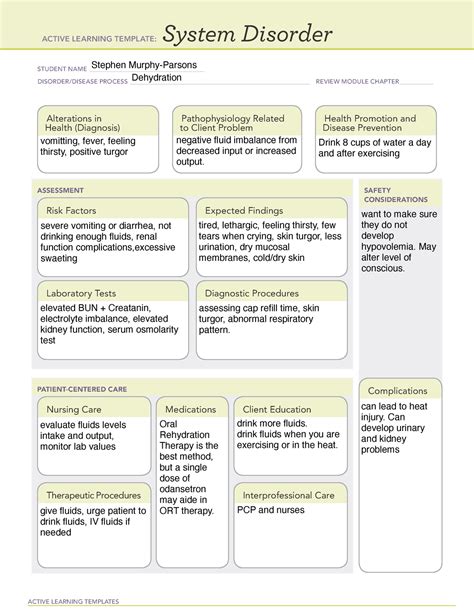 Dehydration System Disorder Template