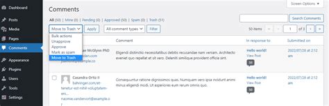 Delete All Comments In WordPress Using Bulk Actions