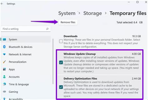 Delete Windows Update Files from Window Settings