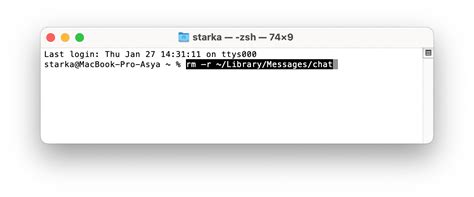 Delete all messages on Mac using Terminal