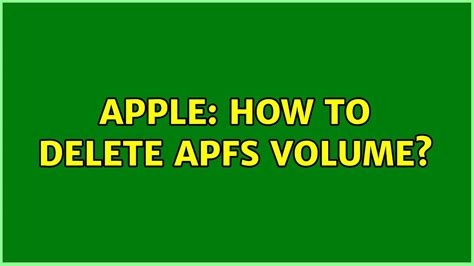 Delete an APFS Volume