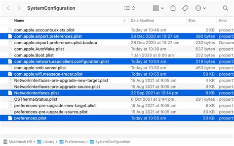 Delete network configuration files to reset macOS settings: The complicated method