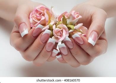 Delicate French Manicure Rose Hand