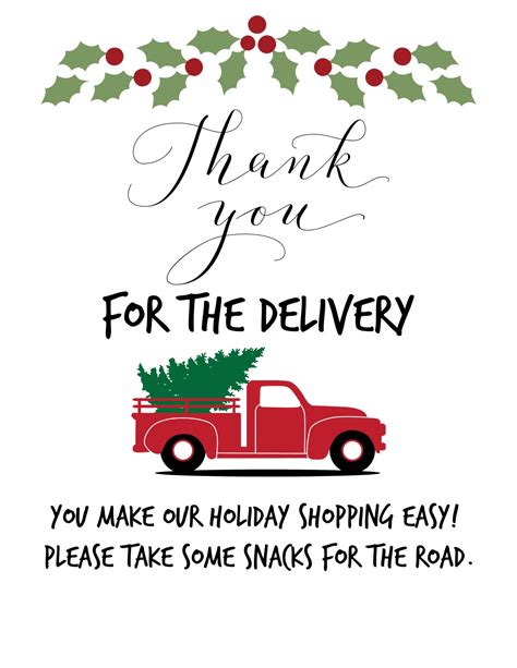 Delivery Driver Treat Sign Free Printable