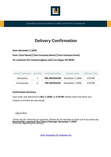 Delivery Confirmation is Key