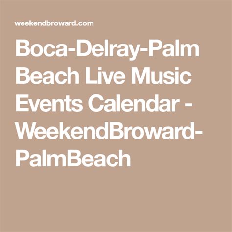 Delray Beach Live Music Calendar