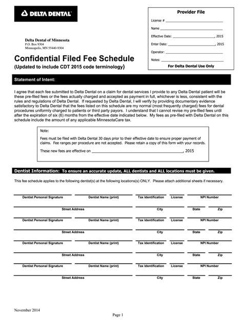 Delta Dental Insurance Fee Schedule