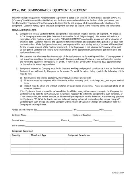 Demo Agreement Template