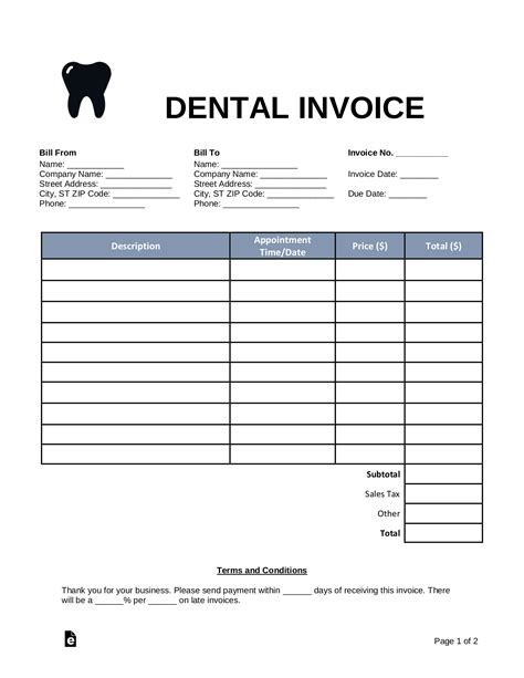 Dental Invoice Template