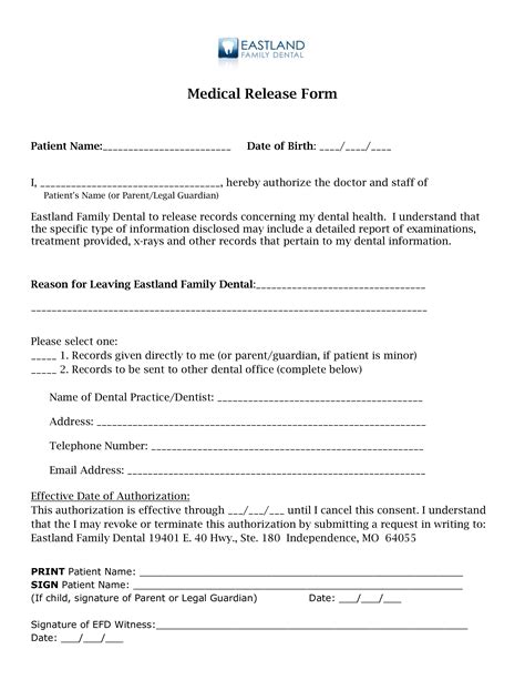Printable Dental Records Release Form Fill Out and Sign Printable PDF