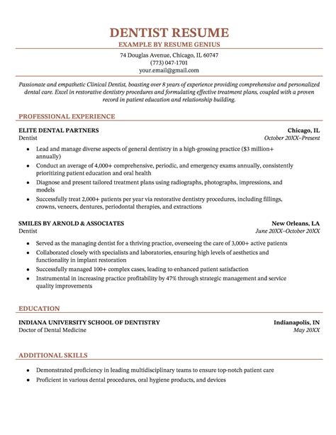 Dental Resume Examples