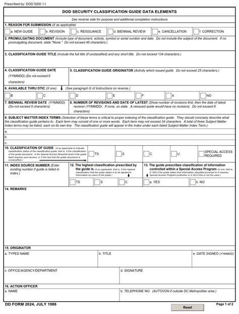 Department Of Defense Dod Information Security Program with Dd Form