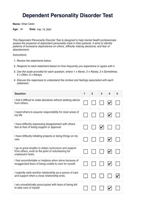 Dependent Personality Disorder Test