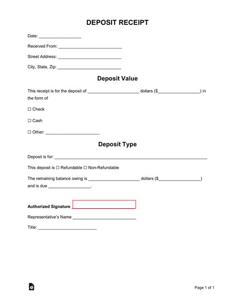 Deposit Form Template