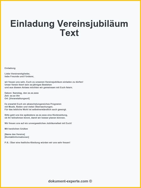 Der Text der Einladung