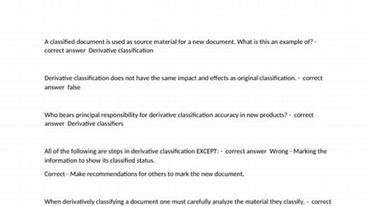 Derivative Classification Exam Answers 2024
