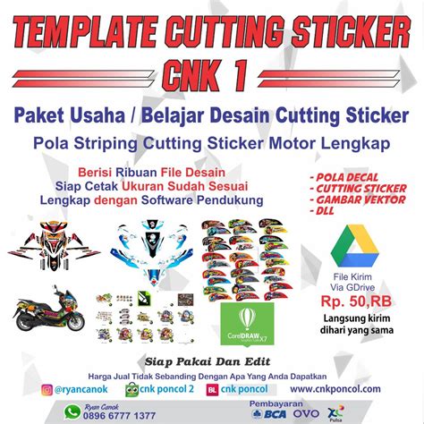 Desain Cutting Sticker Kartun Motor