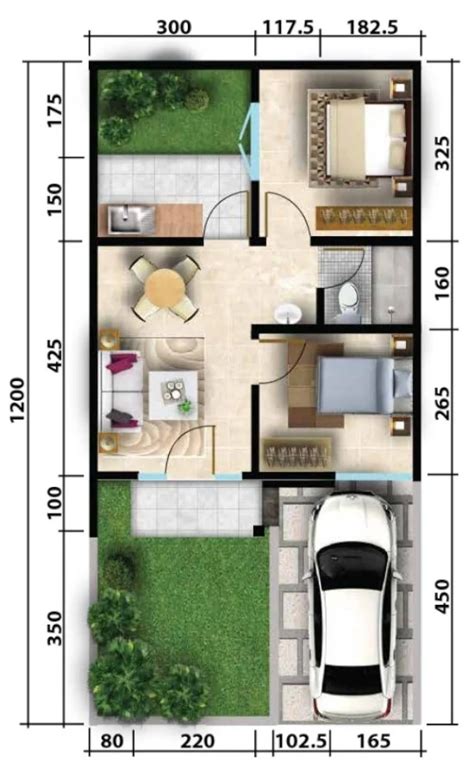 Desain Rumah 6x12 2 Kamar