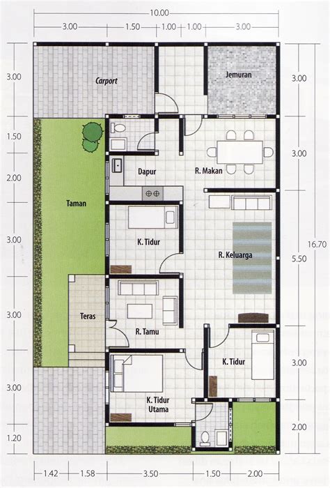 Desain dan Denah Rumah Minimalis 7 x 14 M dengan Gaya Minimalis yang