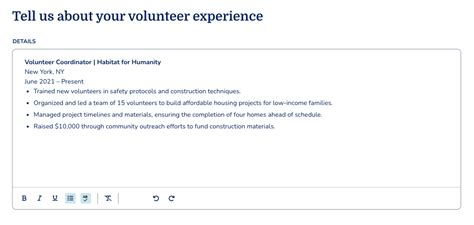 Describe Your Volunteer Experience