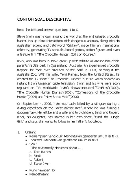 Descriptive Text Contoh Soal