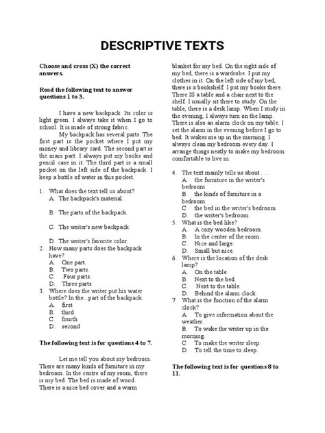 Descriptive Text Soal