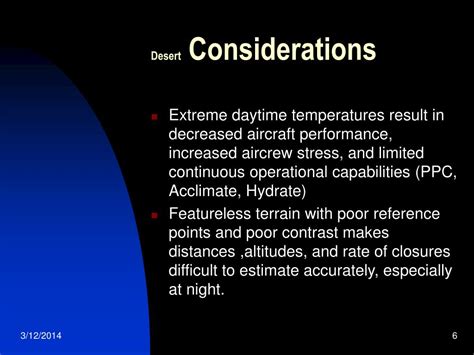 Desert Considerations