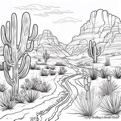 Desert Landscape Coloring Page