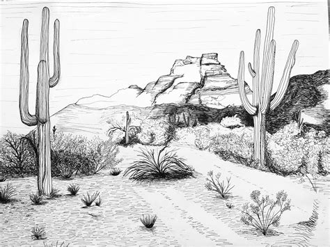 Desert Landscape Drawings