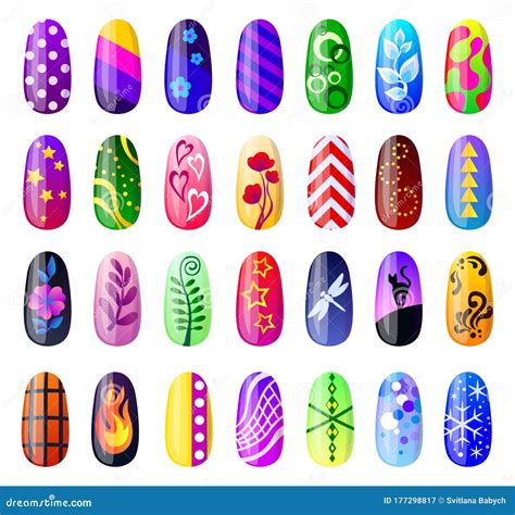 Design Nail Isolated Cartoon Set